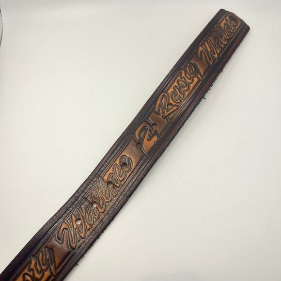 Vintage 80s Rusty Wallace Nascar Hand Tooled Leather Belt Size Medium Handmade - Picture 6 of 10